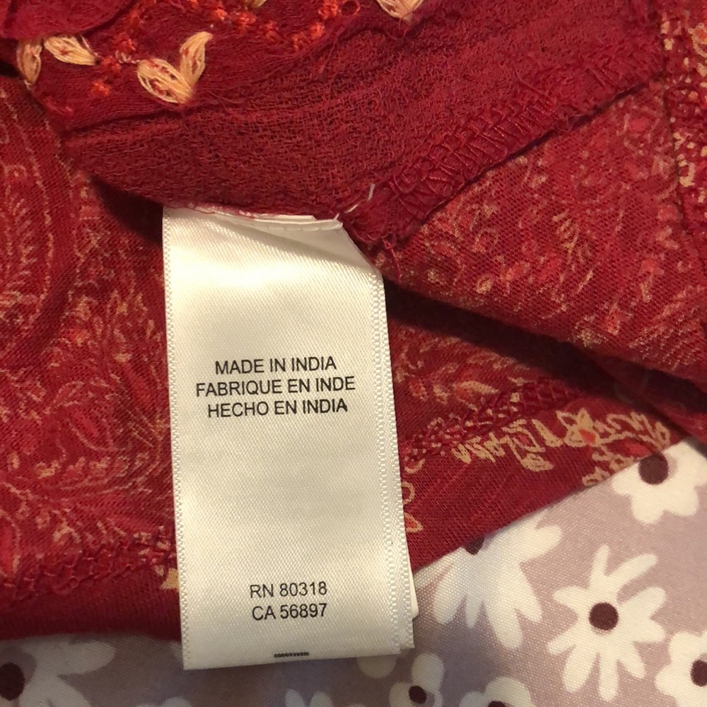 Lucky Brand Embroidered Woven Mix Tank Blouse Womens Size M - Picture 7 of 13